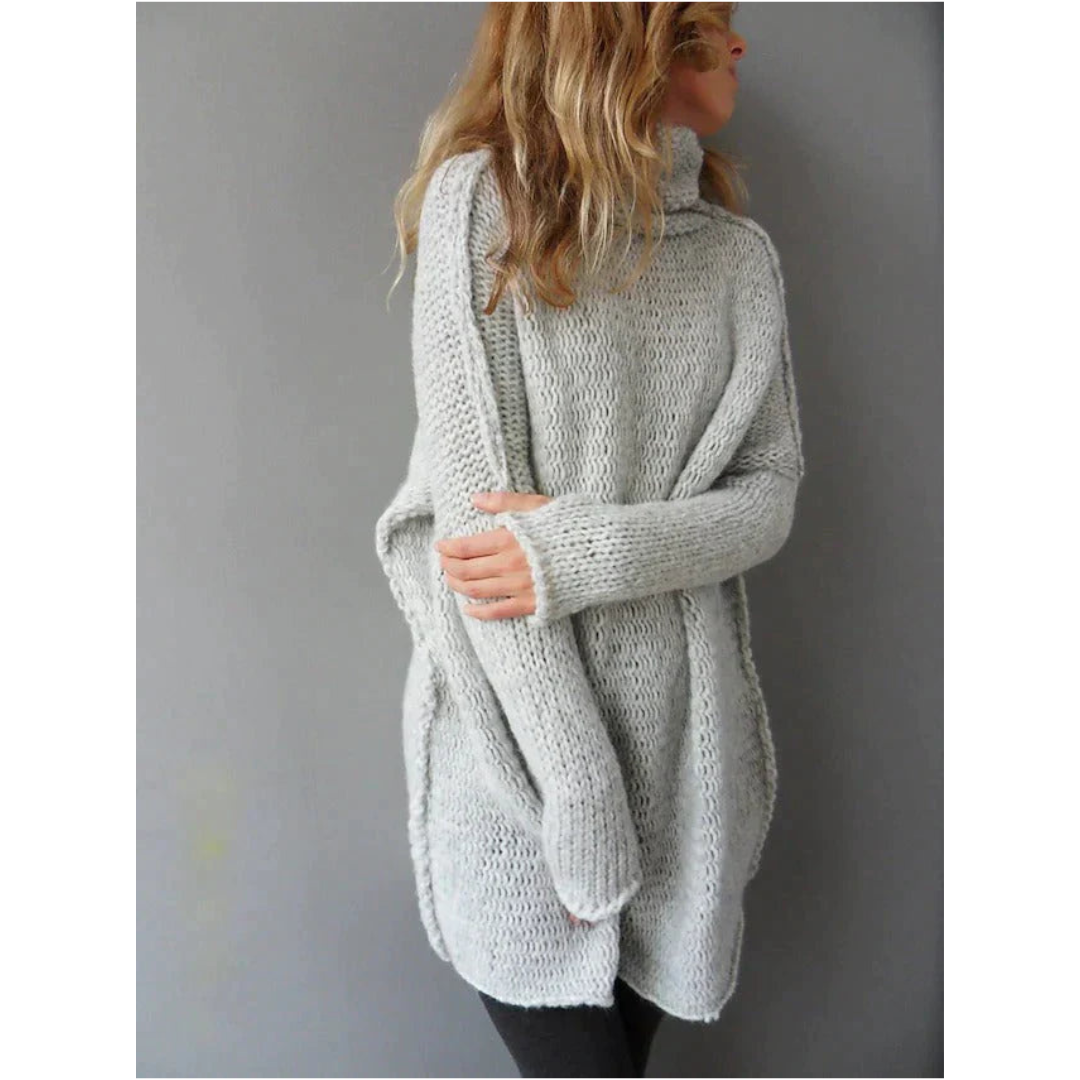 Linar | Grey Oversized Knit Jumper for Women | Long