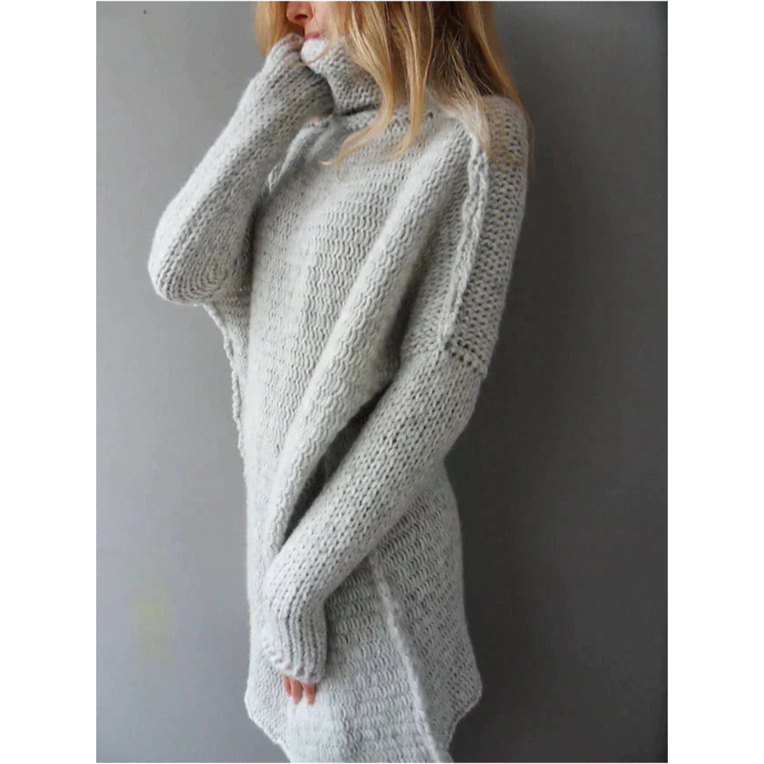 Linar | Grey Oversized Knit Jumper for Women | Long
