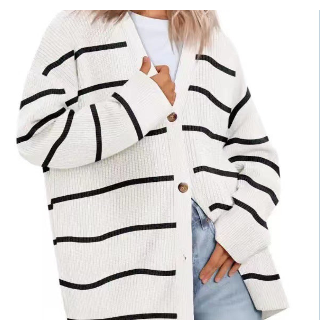 Ladies' Knitted Button Down Warm Cardigan | Long