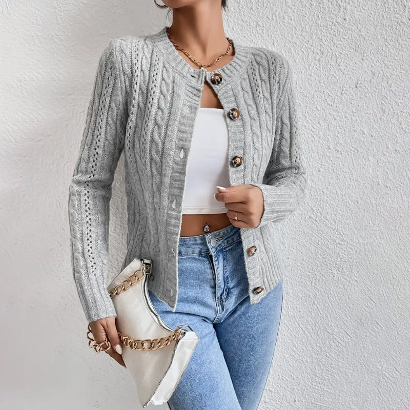 Ladies' Button Down Padded Cardigan with Texture | Knit