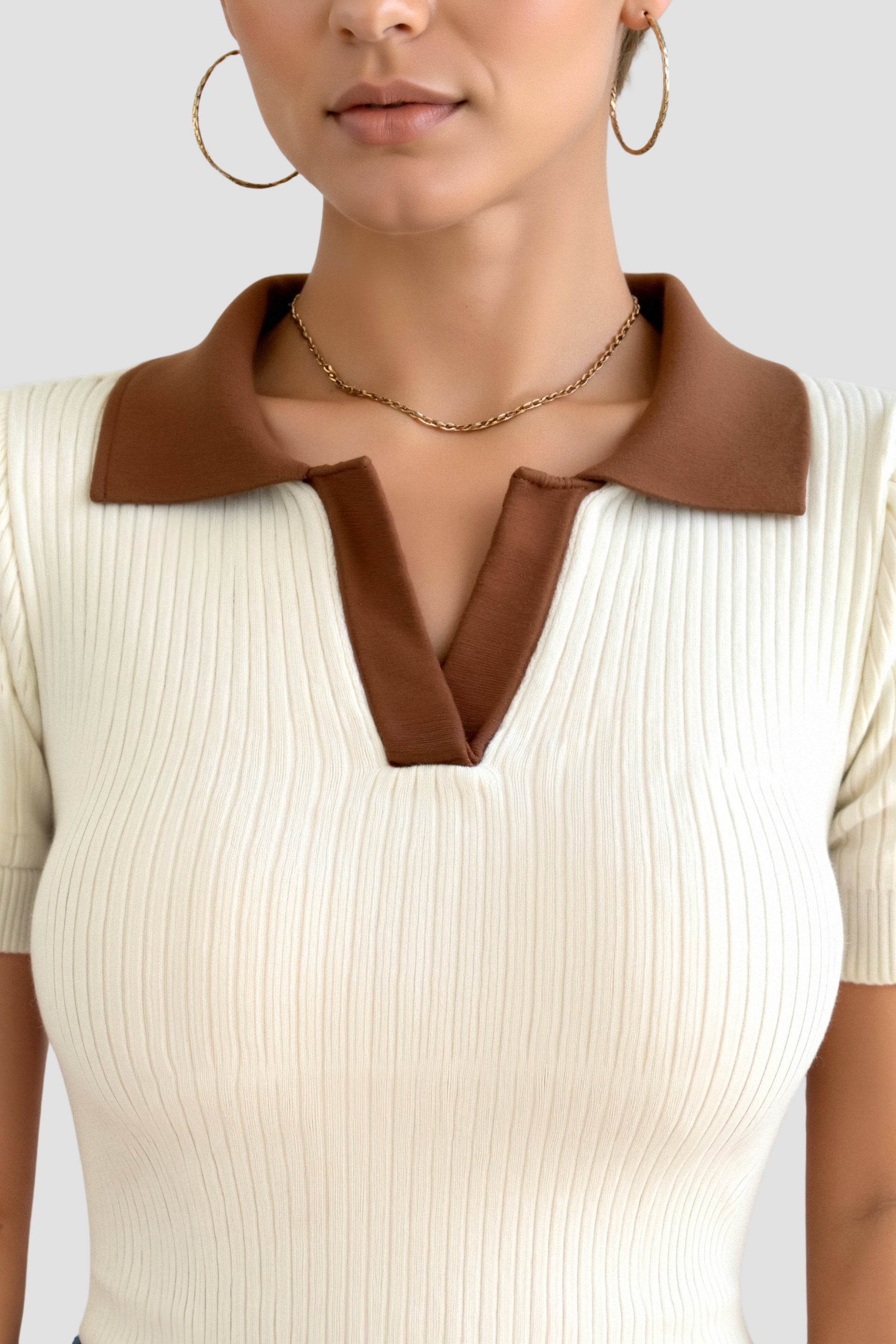 Lightweight Open Collar Polo in Breathable Knit