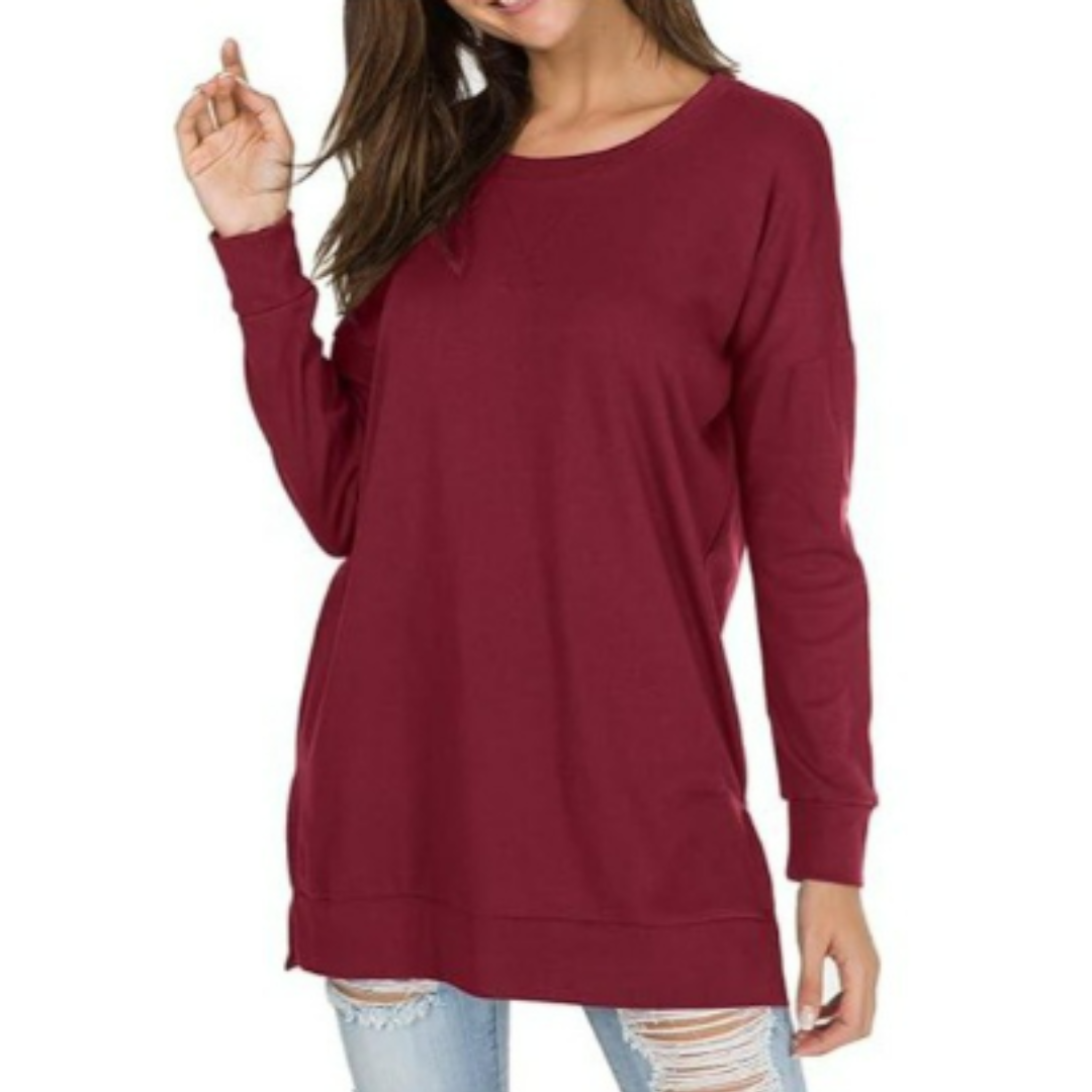 Leifa | Women's Long Round Neck Basic Jumper | Warm