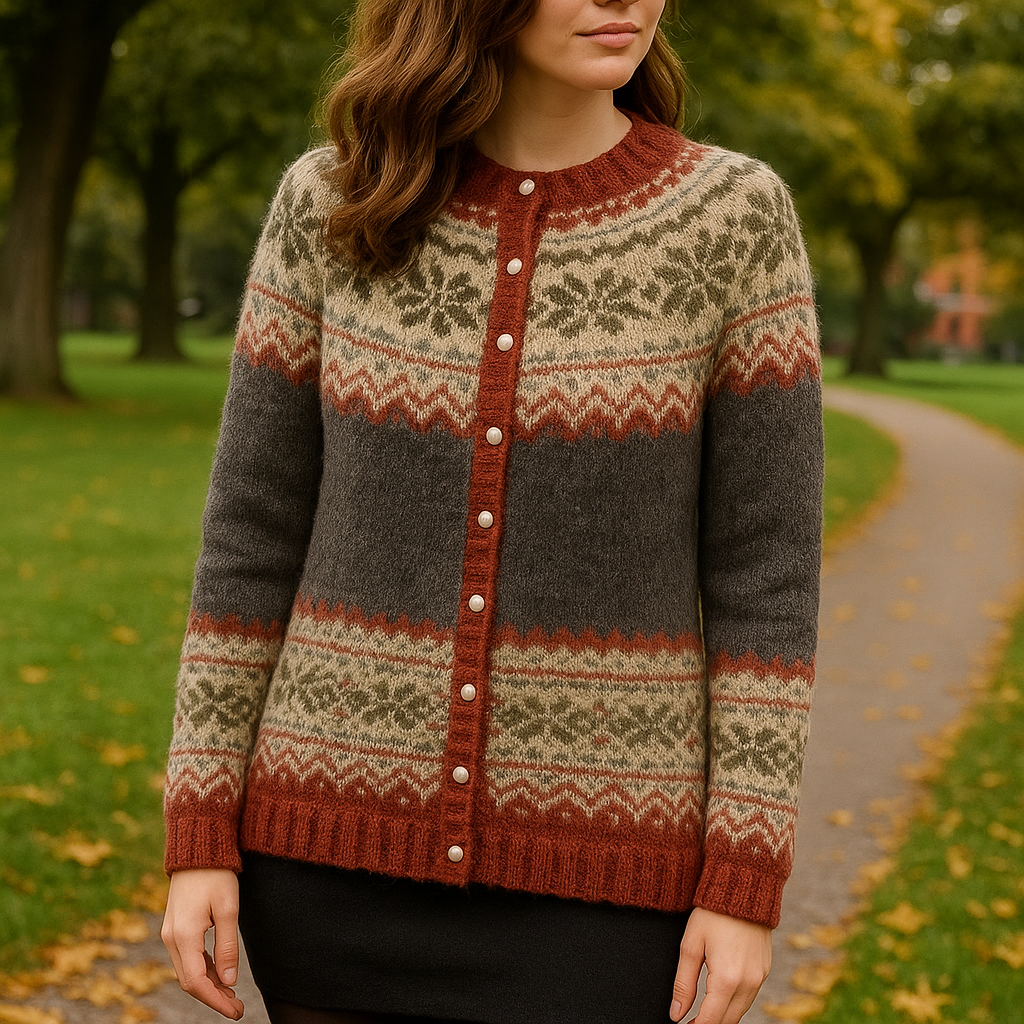 Knitted Warm Norwegian Cardigan for Women | Button Down