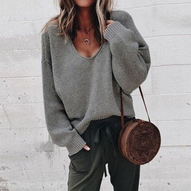 Modern V-Neck Knit Jumper for Women | Oversized