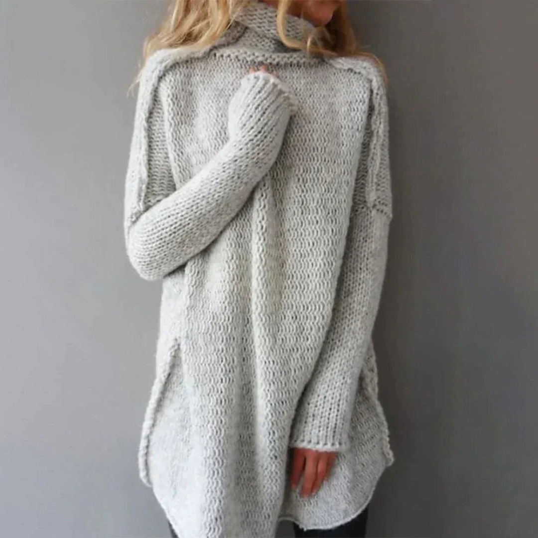Linar | Grey Oversized Knit Jumper for Women | Long