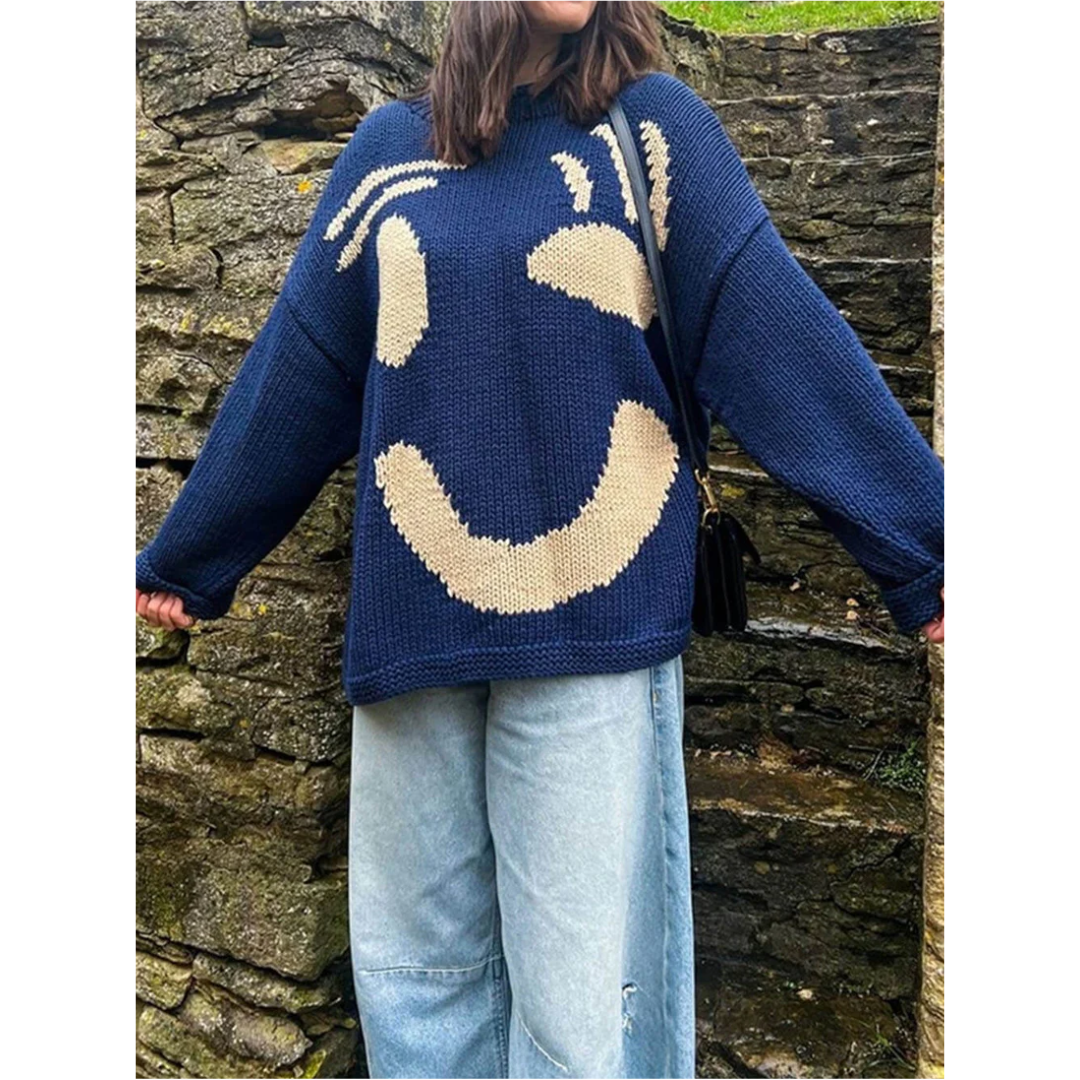 Arabellan | Warm Knitted Jumper for Women with Prints | Oversized
