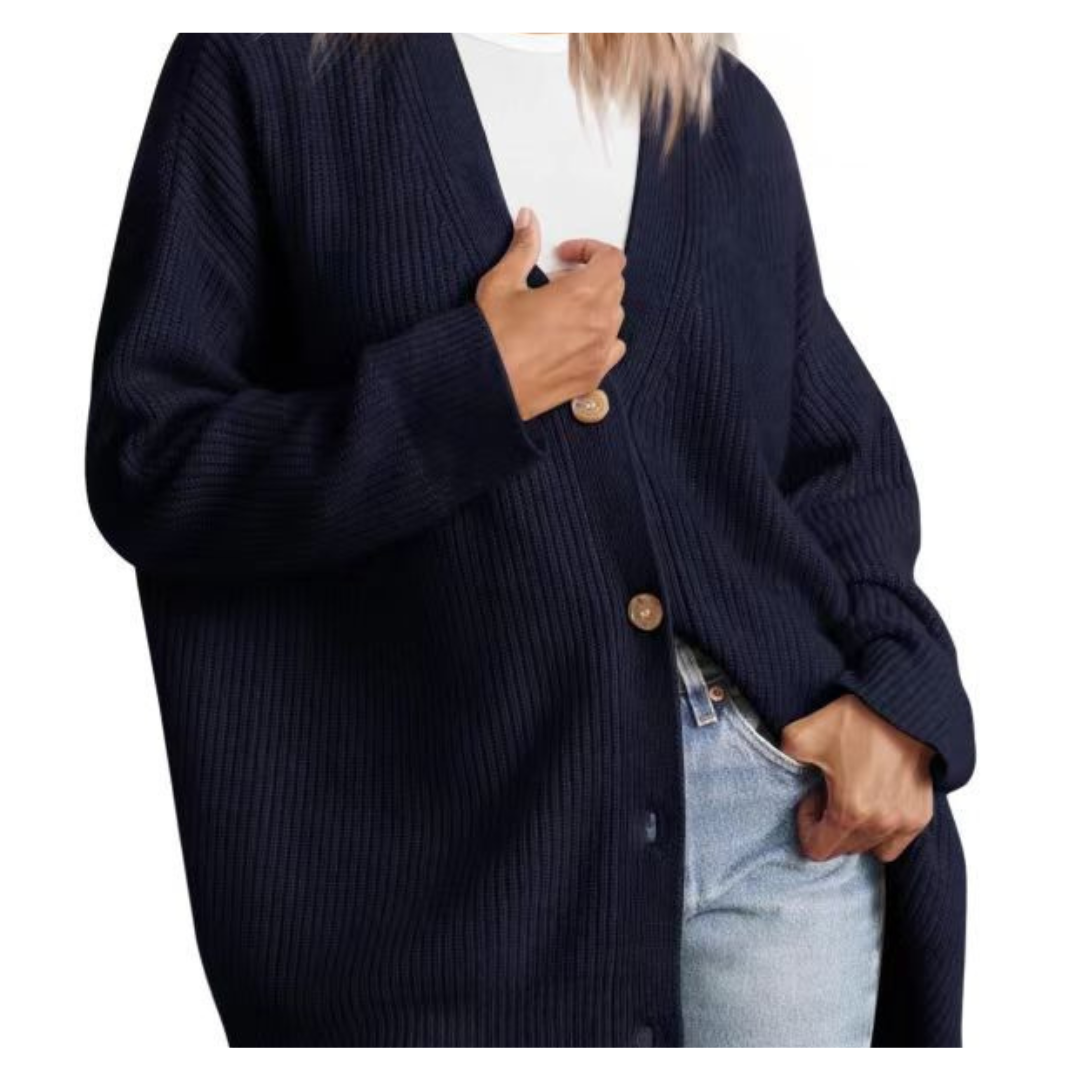 Ladies' Knitted Button Down Warm Cardigan | Long