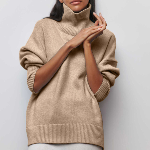 Manfredalin | Casual Knitted Roll Neck Jumper for Women | Warm