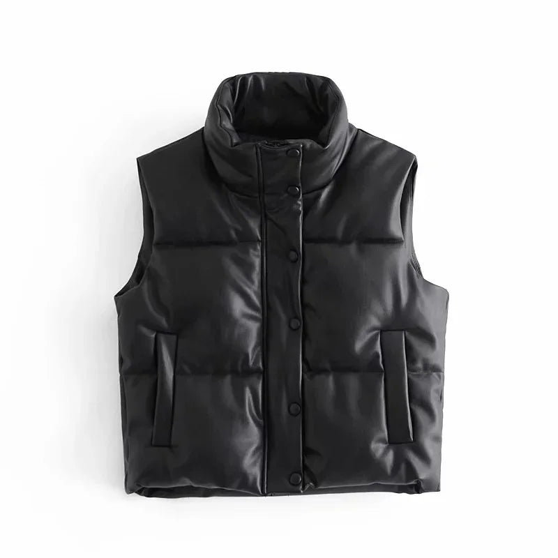 Modern Sleeveless Puffer Gilet for Men with Buttons and Stand-up Collar | with Pockets