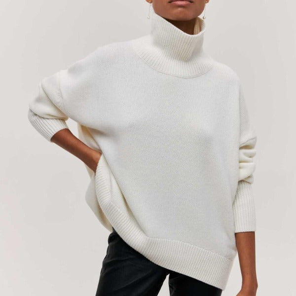 Manfredalin | Casual Knitted Roll Neck Jumper for Women | Warm