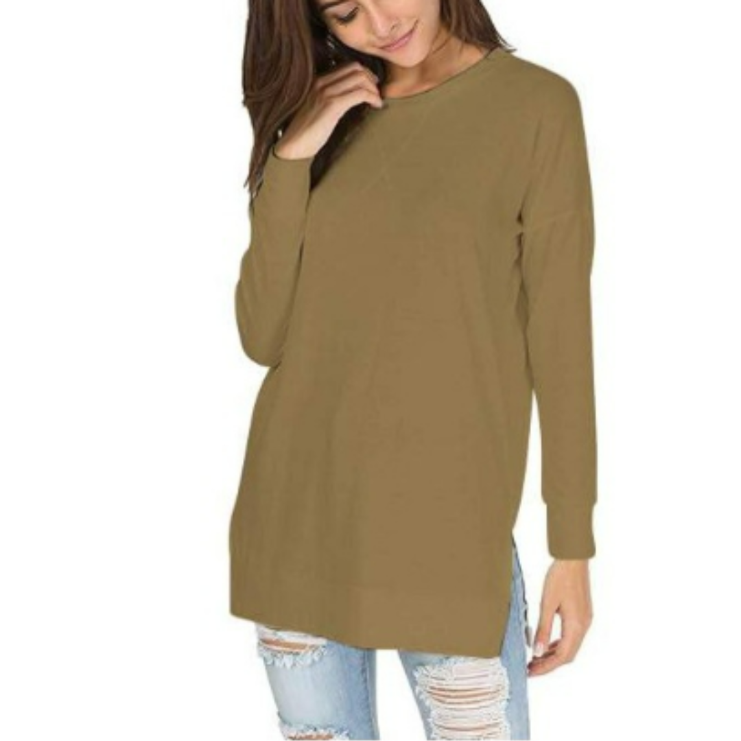 Leifa | Women's Long Round Neck Basic Jumper | Warm