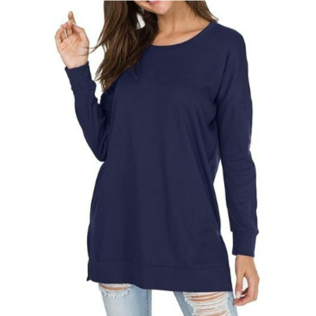 Leifa | Women's Long Round Neck Basic Jumper | Warm