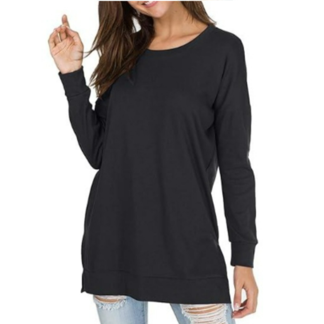 Leifa | Women's Long Round Neck Basic Jumper | Warm
