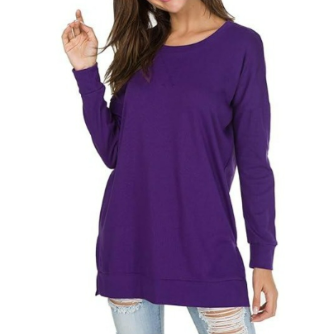 Leifa | Women's Long Round Neck Basic Jumper | Warm