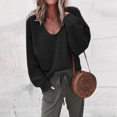 Modern V-Neck Knit Jumper for Women | Oversized